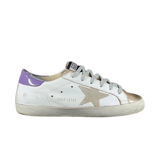 Golden Goose Superstar Sneakers (Purple Heel) (Women's)