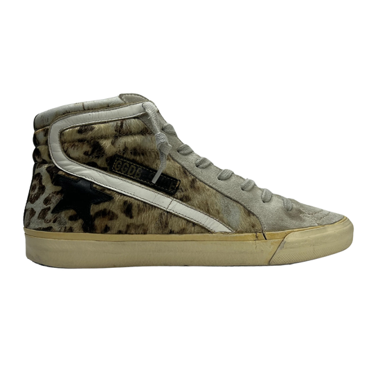 Golden Goose Slide High Top Leopard Sneakers (LADIES)