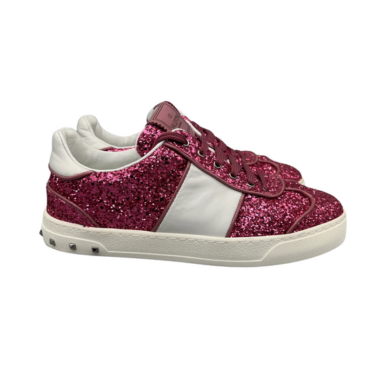 Valentino Garavani Flycrew Sneakers (Pink Glitter) (Womens)