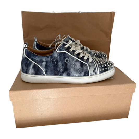 Christian Louboutin Louis Junior Spike Special Edition Sneakers (Navy Monogram)