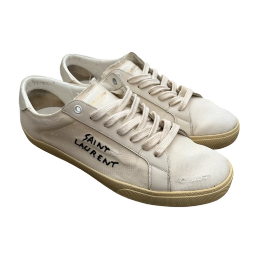 Saint Laurent SL 06 Distressed Sneakers (White)