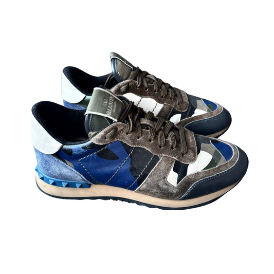 Valentino Garavani Rockrunner Camoflage Sneakers (Blue)