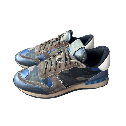 Valentino Garavani Rockrunner Camoflage Sneakers (Blue)