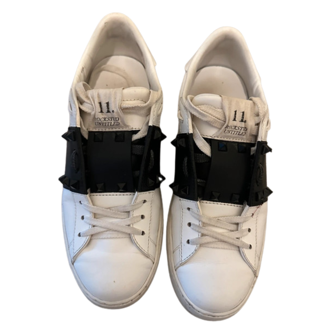 Valentino Garavani Rockstud Open Sneakers (White Black) (Womens)