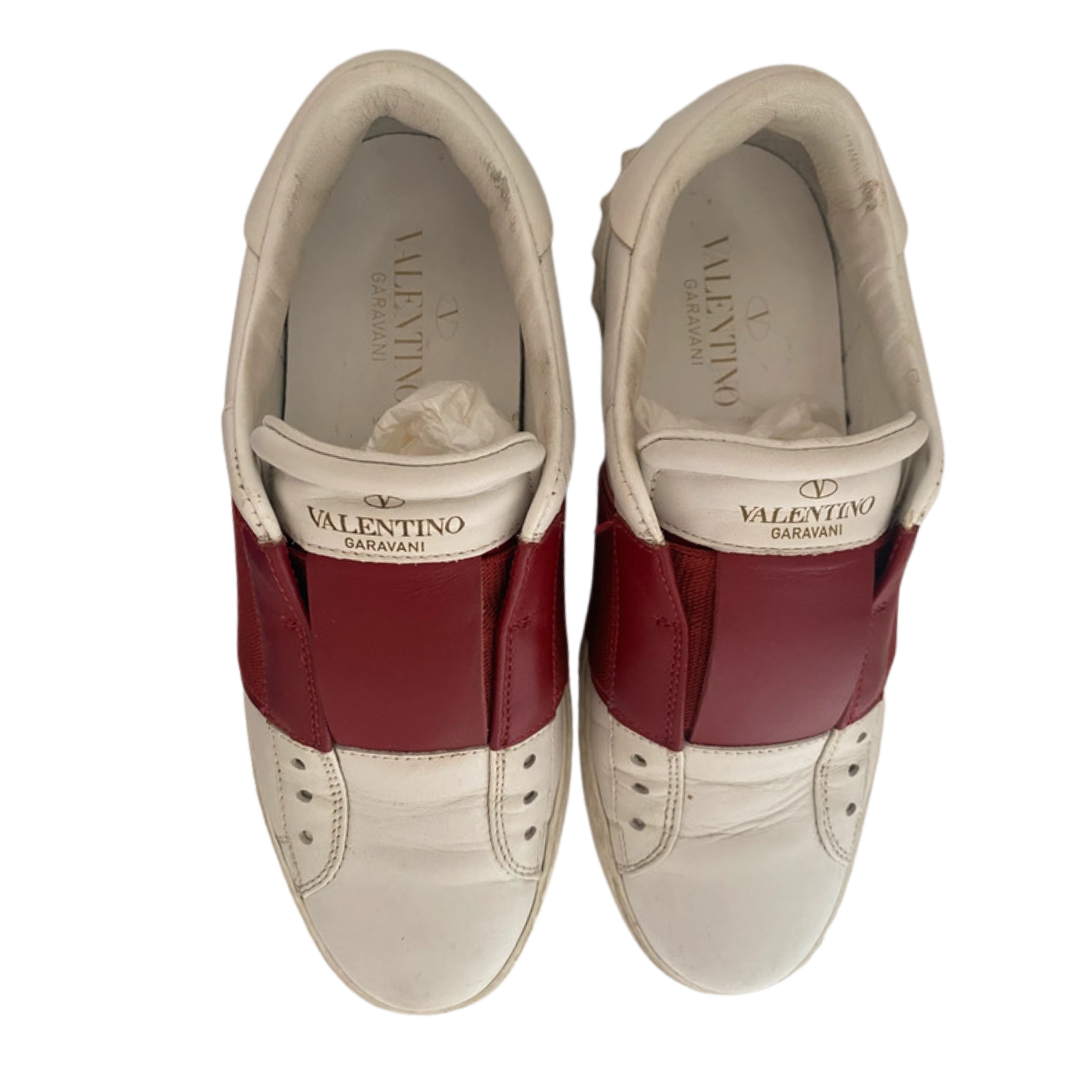 Valentino Garavani Open Laceless Sneakers (White Red) (Womens)