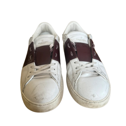Valentino Open Sneakers (White Burgundy)