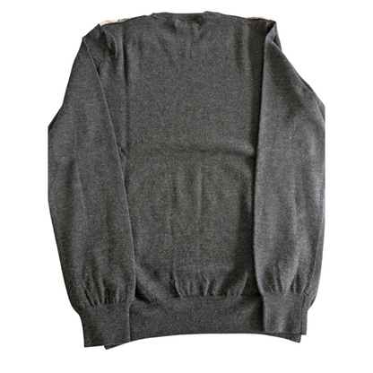 Burberry Checkered Merino Wool Sweater (Dark Grey)