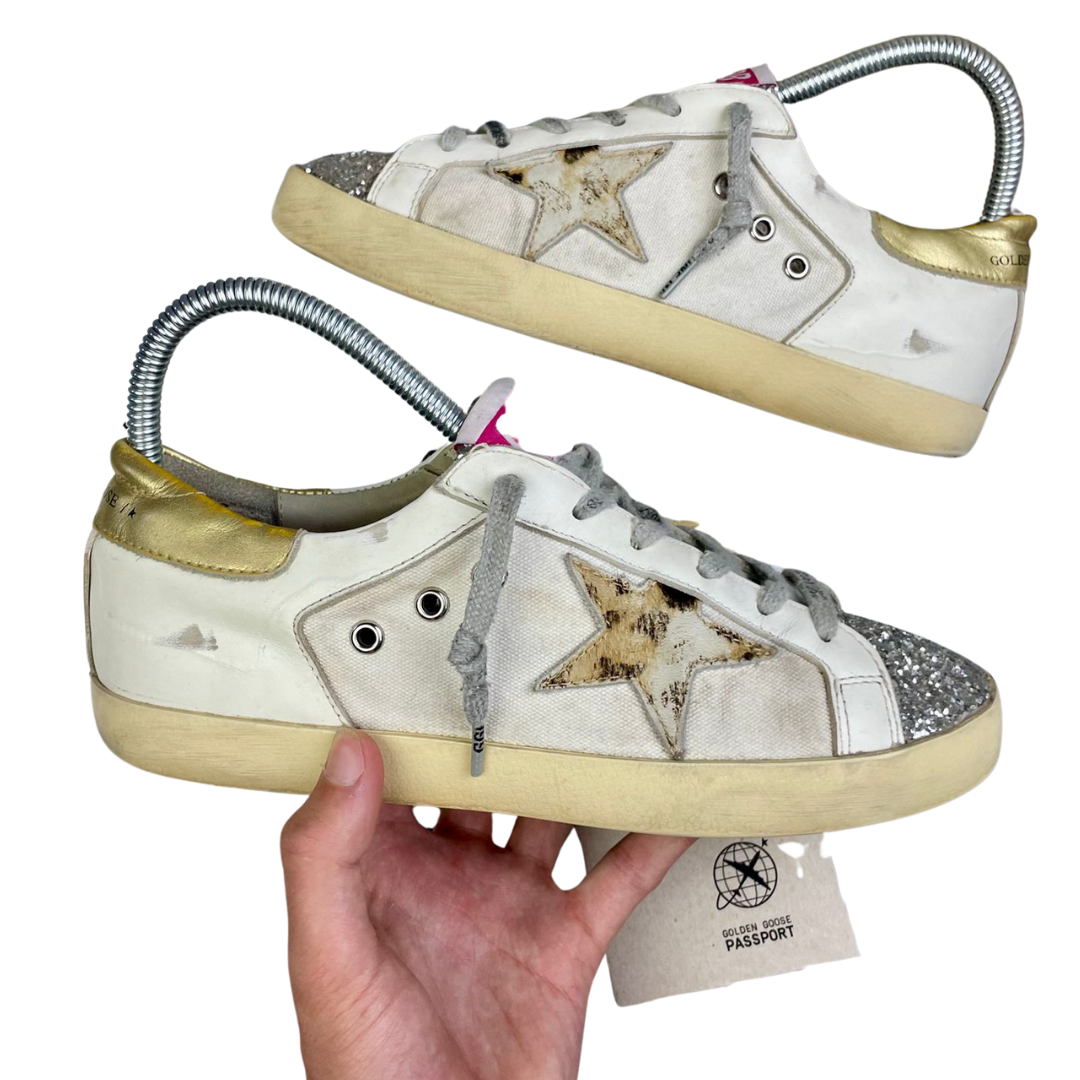 Golden Goose Superstar Sneakers (Gold Heel) (Women's)