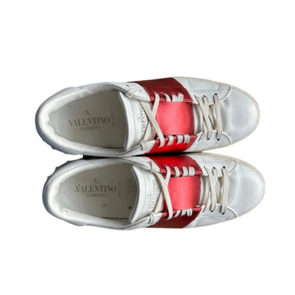 Valentino Rockstud Open Sneakers (White Pink)