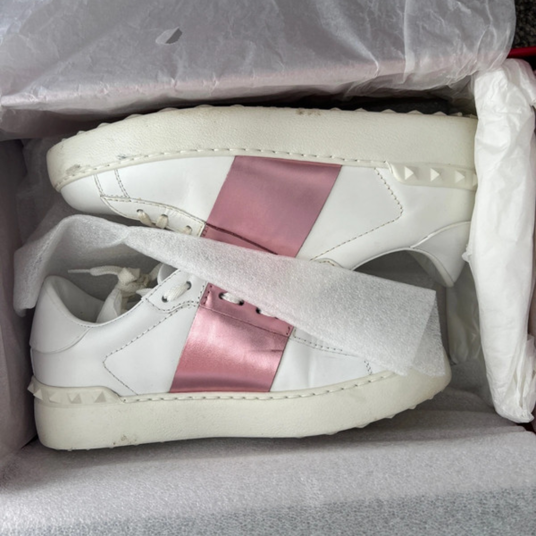 Valentino Garavani Open Sneakers (White Pink) (Womens)