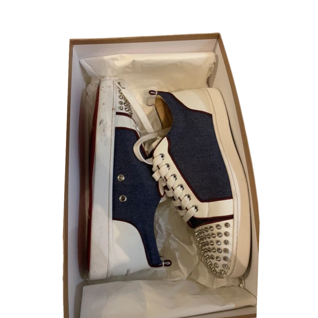 Christian Louboutin Louis Junior Spike Sneakers (Navy White)