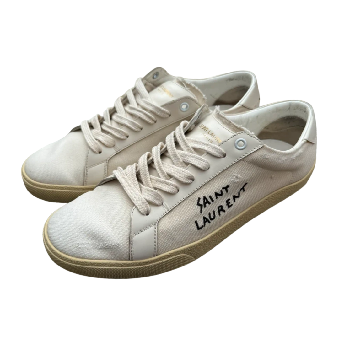 Saint Laurent SL 06 Distressed Sneakers (White)