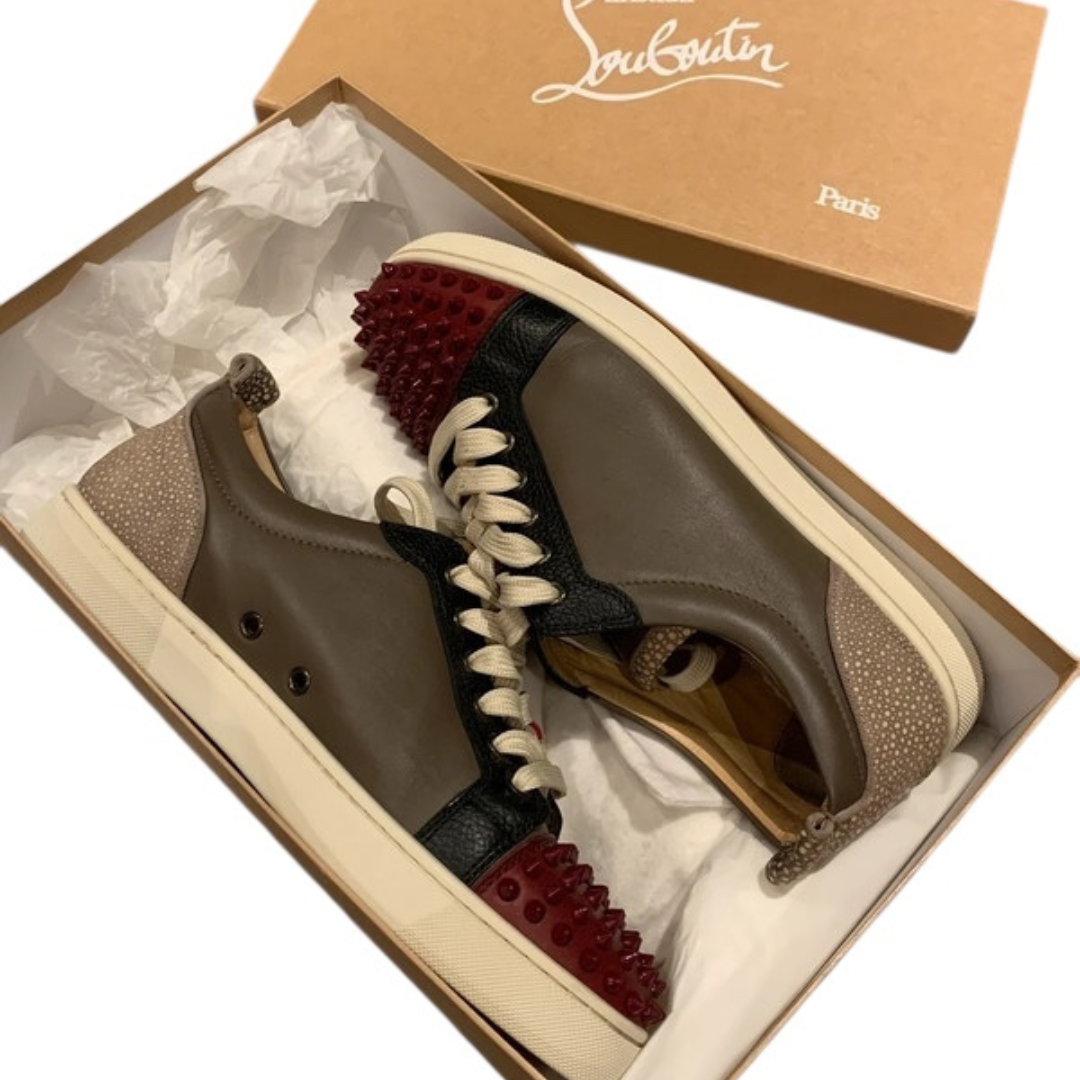 Christian Louboutin Louis Junior Spike Sneakers (Khaki)
