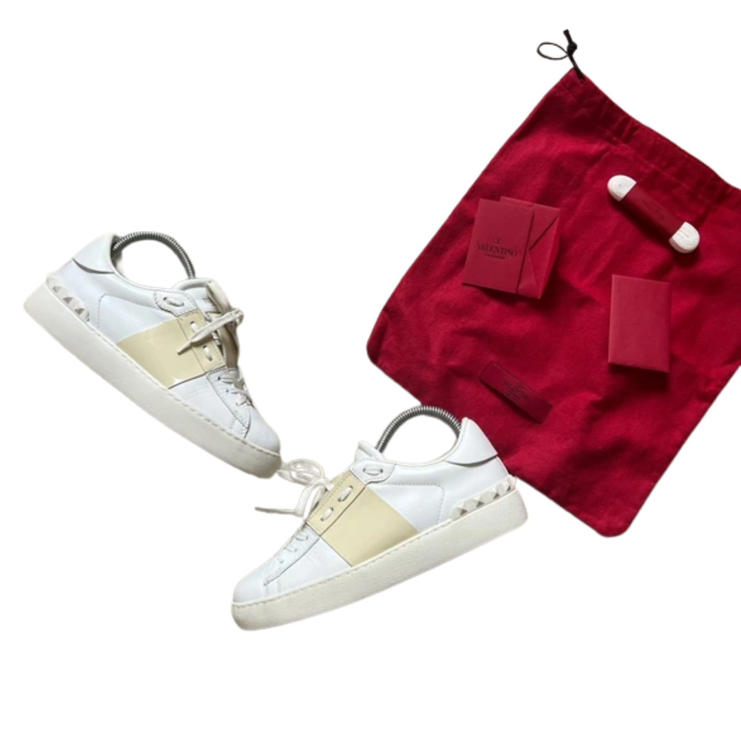 Valentino Garavani Open Sneakers (White Gold) (Women's)