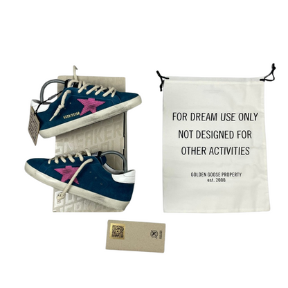 Golden Goose Superstar Sneakers (Navy Pink) (New) (Womens)