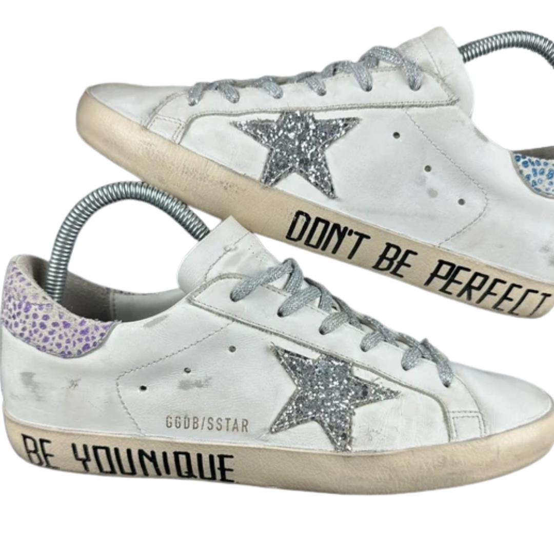 Golden Goose Special Edition Superstar Sneakers (White Glitter) (Womens)