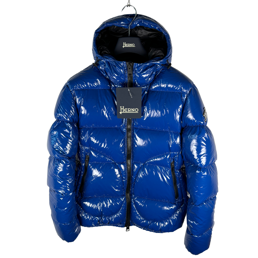 Herno Glossy Logo Puffer Jacket (Blue) (New)