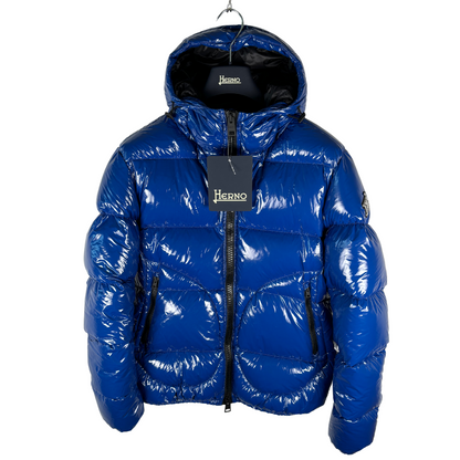 Herno Glossy Logo Puffer Jacket (Blue) (New)