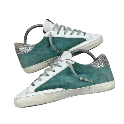 Golden Goose Superstar Sneakers (White Teal) (Women's)