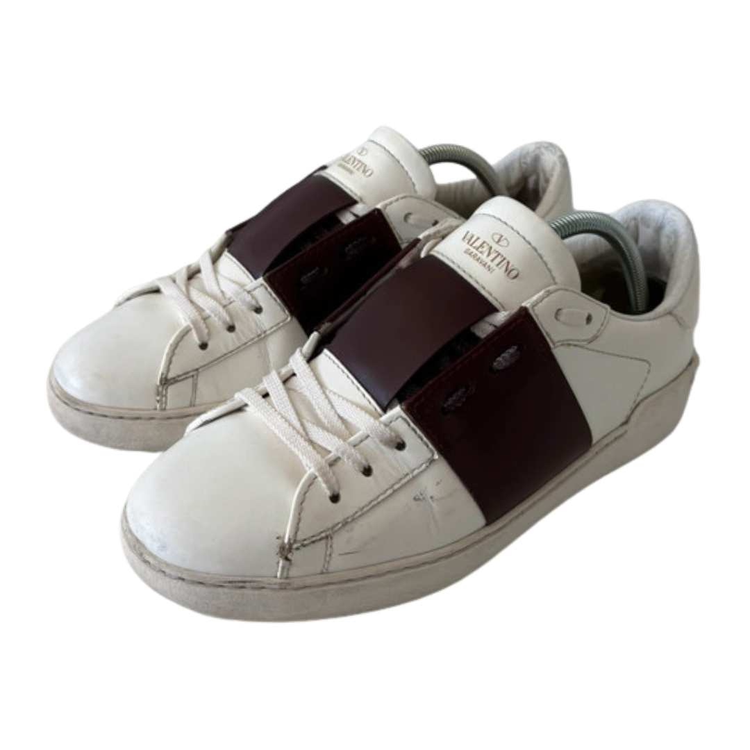Valentino Garavani Open Sneakers (White Burgundy)