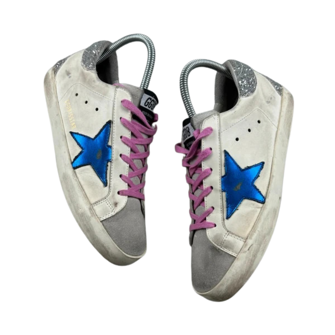 Golden Goose Superstar Sneakers (White Silver) (Women's)