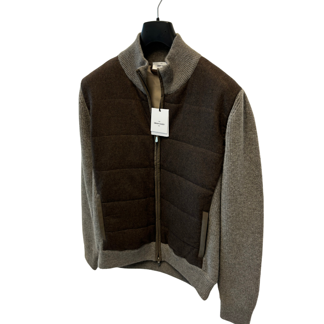 Gran Sasso Padded Cardigan (Grey & Brown) (New)