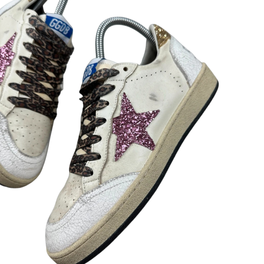 Golden Goose Ballstar Sneakers (Gold Heel) (Women's)