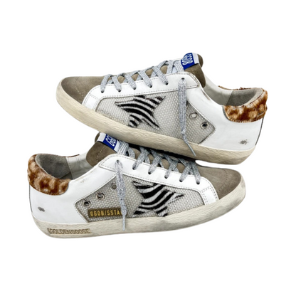 Golden Goose Superstar Sneakers (White Leopard) (New) (Womens)