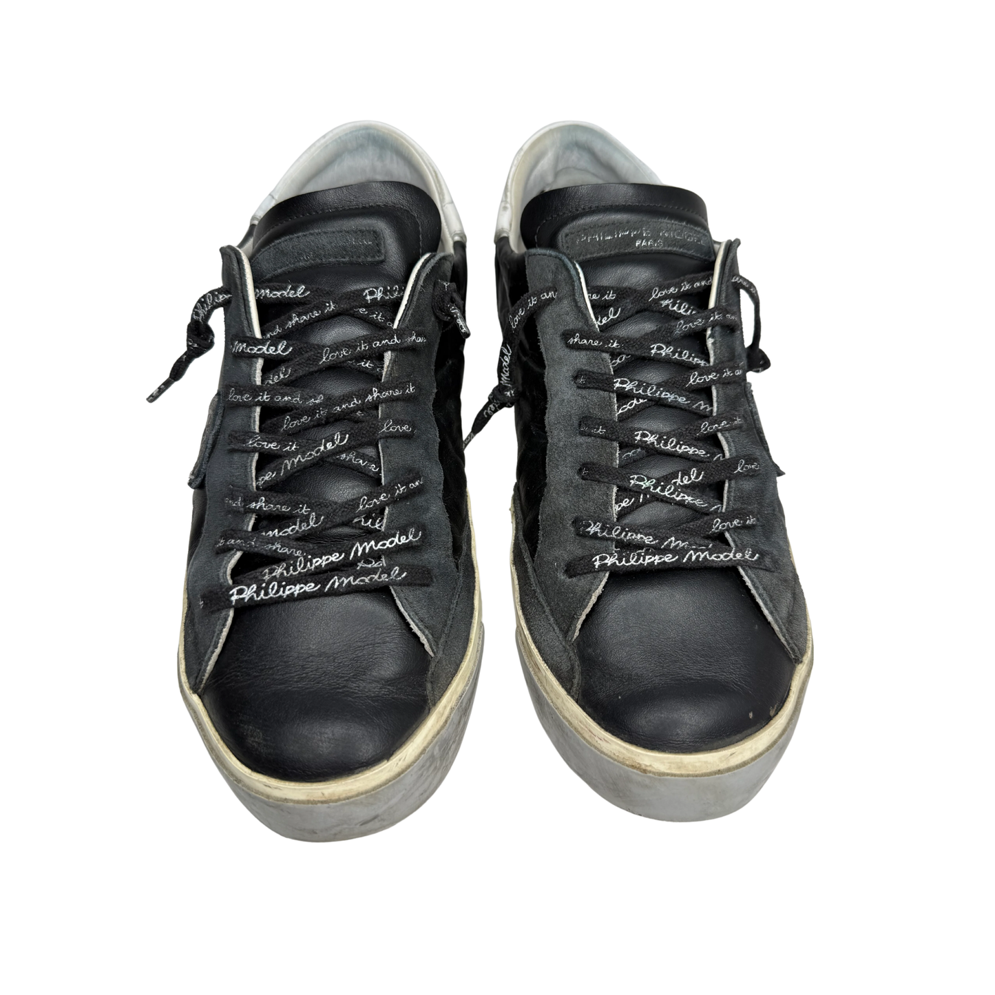 Philippe Model Prsx Low Suede Sneakers (Black Silver)