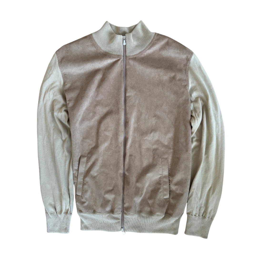 Gran Sasso Cashmere Suede Cardigan Jacket (Beige) (New)