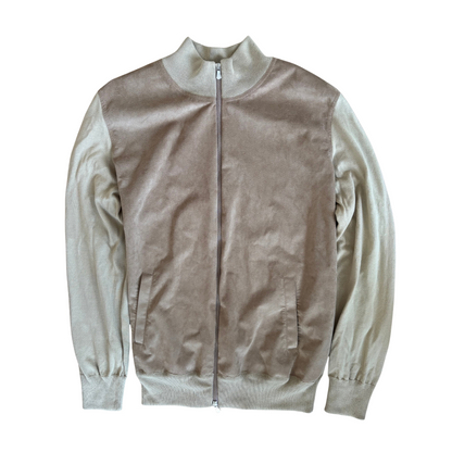 Gran Sasso Cashmere Suede Cardigan Jacket (Beige) (New)