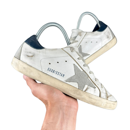 Golden Goose Superstar Sneakers (Navy Heel) (Womens)