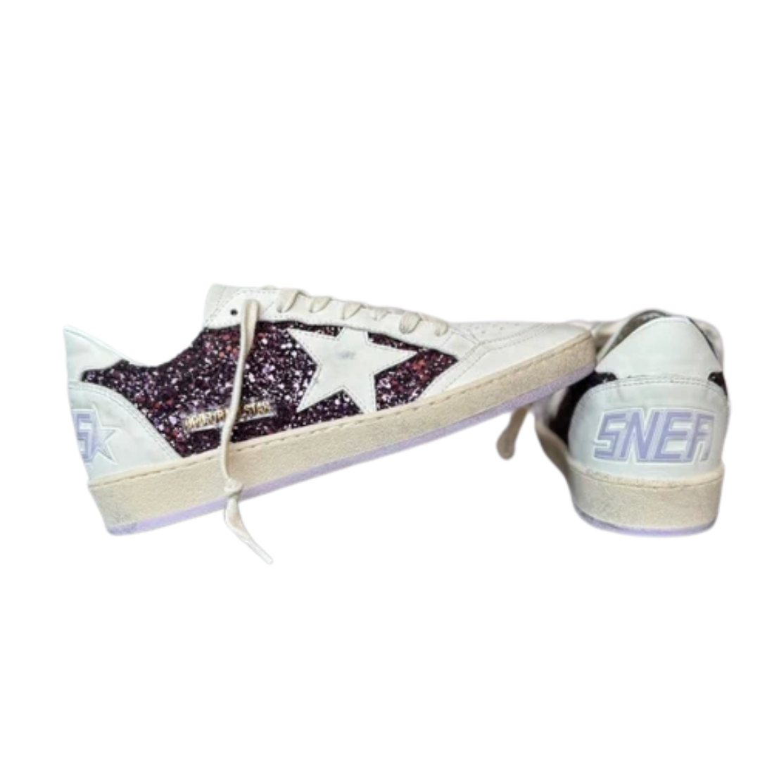 Golden Goose Ballstar Sneakers (Purple Glitter) (New) (Womens)