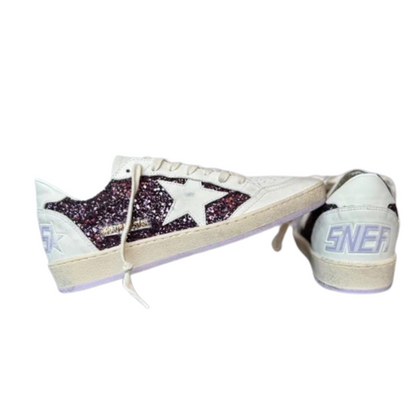 Golden Goose Ballstar Sneakers (Purple Glitter) (New) (Womens)