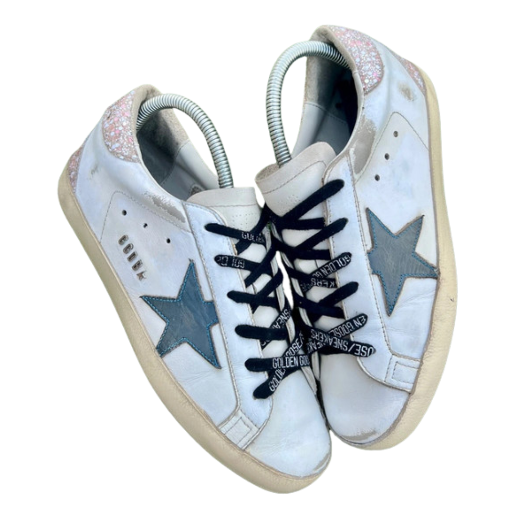 Golden Goose Superstar Sneakers (Pink Heel) (Women's)