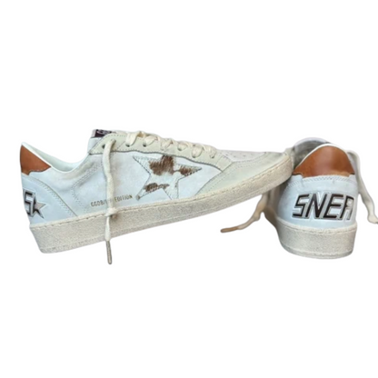 Golden Goose Ballstar Sneakers (White Orange) (New) (Womens)