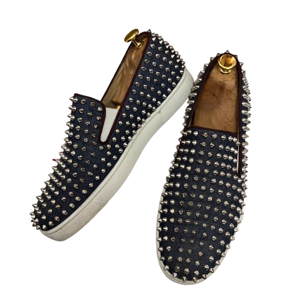 Christian Louboutin Louis Spike Loafer Sneakers (Navy Denim)