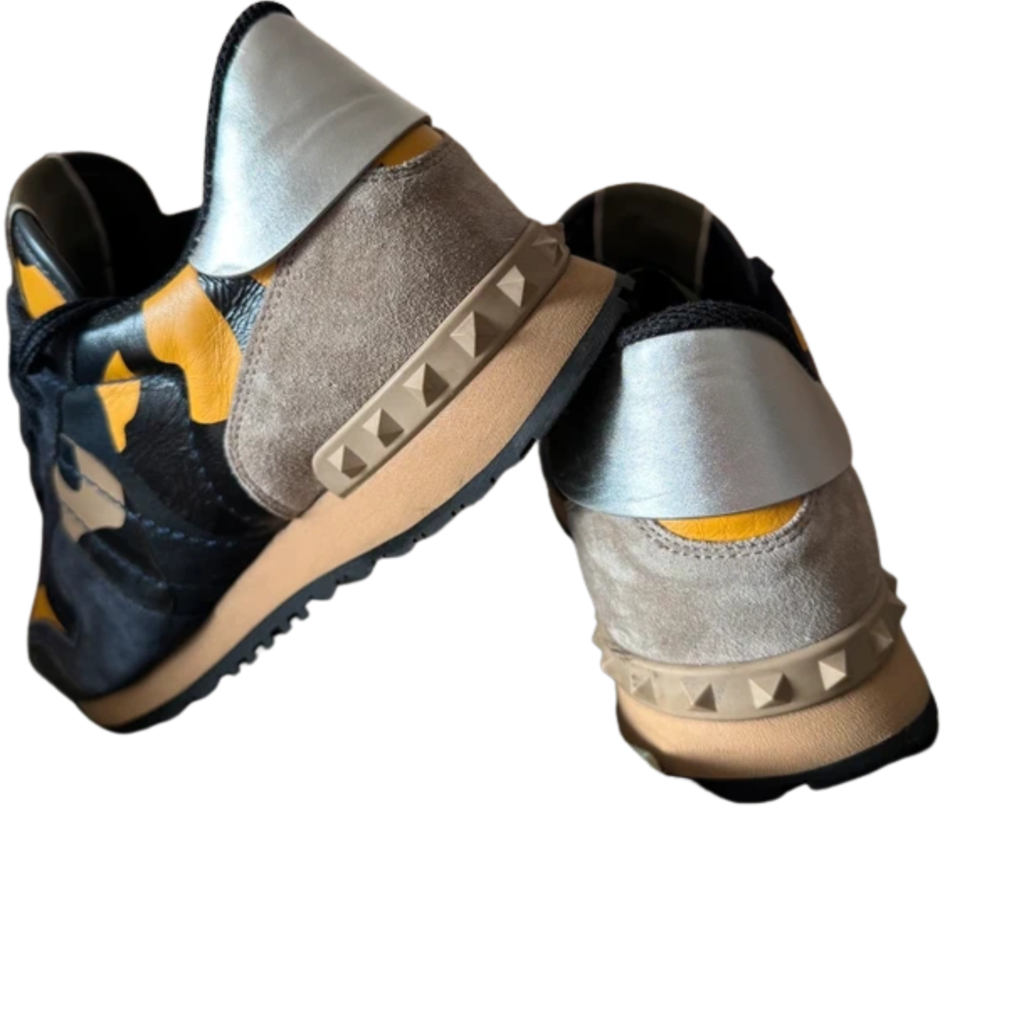 Valentino Camoflage Rockrunner Sneakers (Black &amp; Yellow )