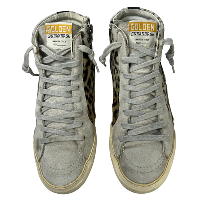 Golden Goose Slide High Top Leopard Sneakers (LADIES)