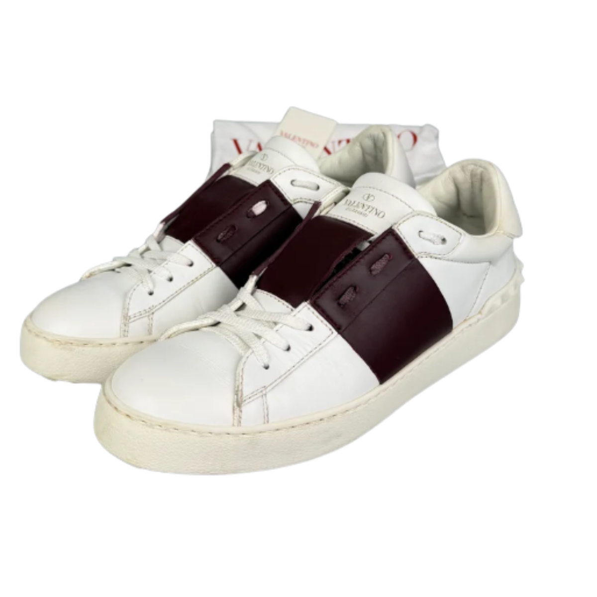 Valentino Garavani Open Sneakers (White Burgundy)