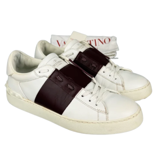 Valentino Garavani Open Sneakers (White Burgundy)
