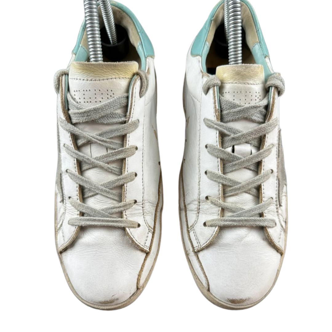Golden Goose Superstar Sneakers (Mint Heel) (Women's)