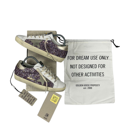 Golden Goose Superstar Sneakers (Purple Glitter) (New) (Womens)