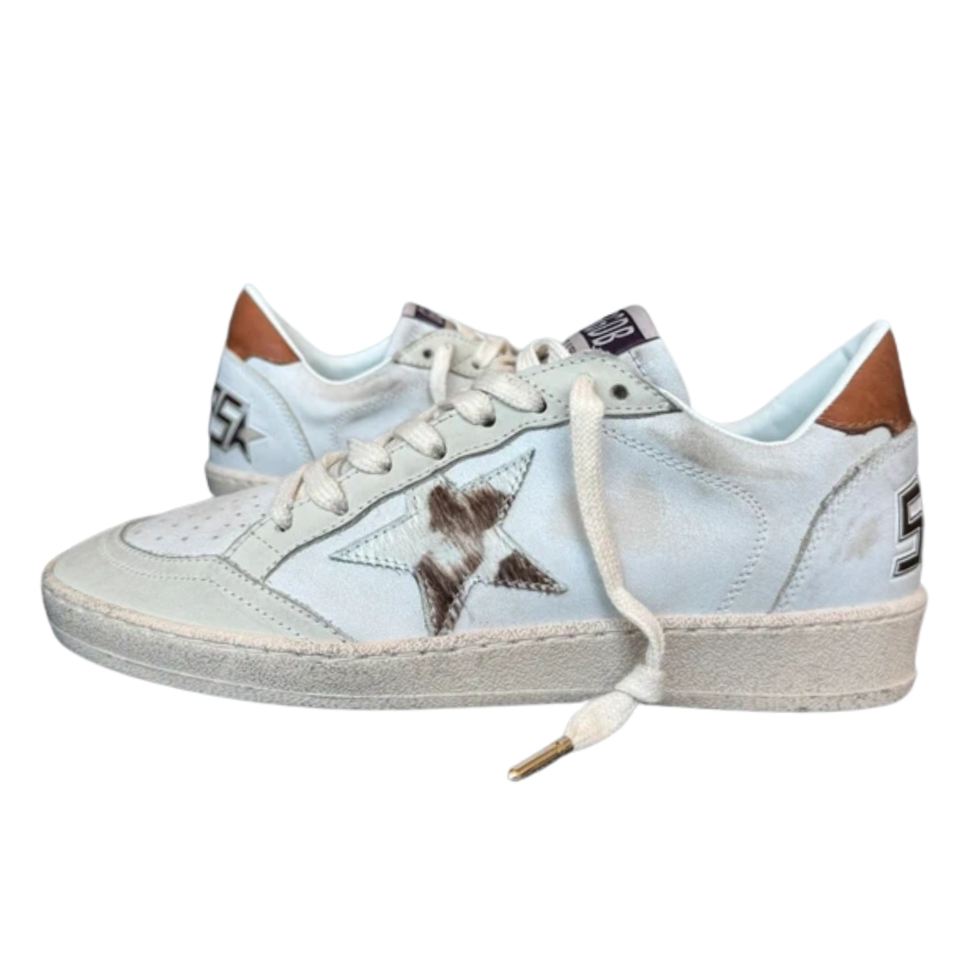 Golden Goose Ballstar Sneakers (White Orange) (New) (Womens)