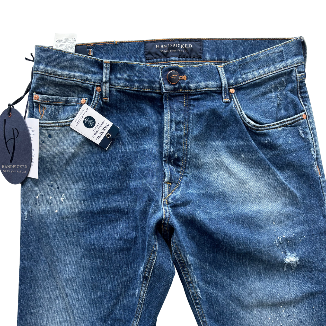 Handpicked Adria Distressed Slim Fit Jeans (Navy Blue) (New)