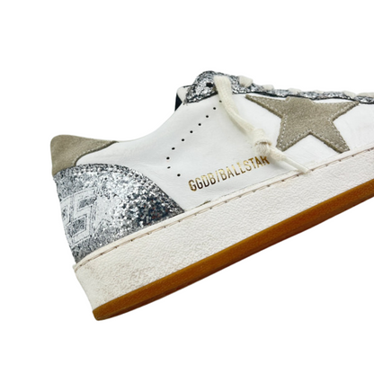 Golden Goose Ballstar Sneakers (White Silver) Womens)