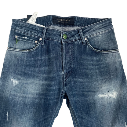 Handpicked Orvieto Distressed Slim Fit Jeans (Navy) (New)