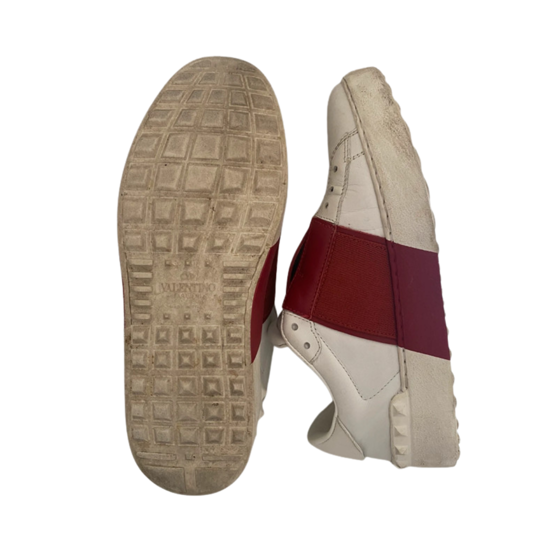 Valentino Garavani Open Laceless Sneakers (White Red) (Womens)