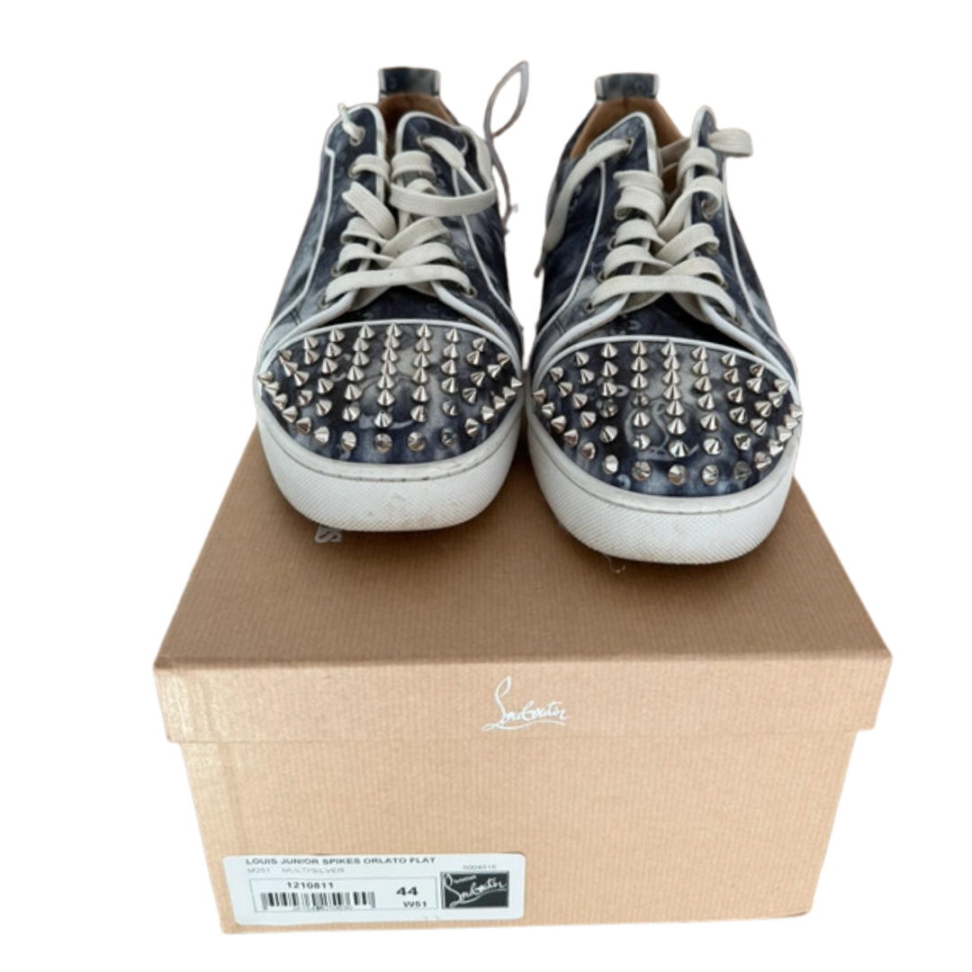 Christian Louboutin Louis Junior Spike Special Edition Sneakers (Navy Monogram)