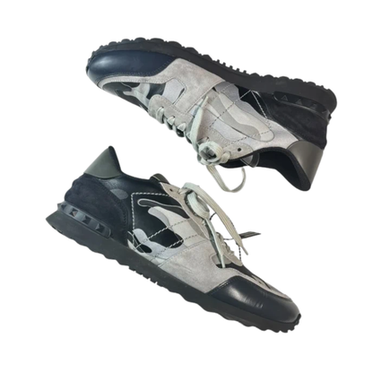 Valentino Garavani Rockrunner Camoflage Sneakers (Gray Black)